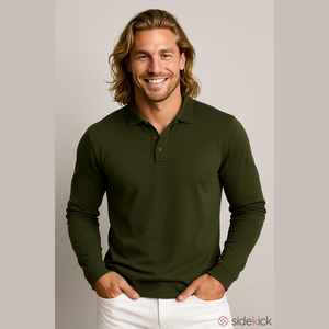 Izod Polo Golf Shirt Long Sleeve Hunter Green Cotton 2XL